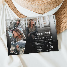 Invitación Moderna graduación de fotos minimalistas en blanco