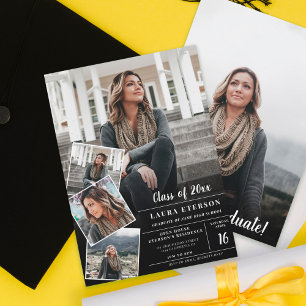 Invitación Moderna graduación de fotos minimalistas en blanco