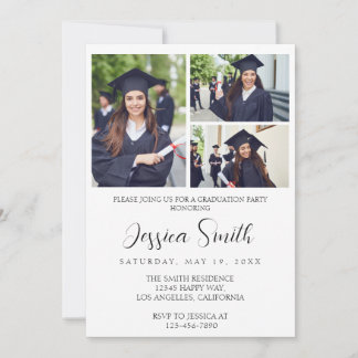 Invitación Moderna Graduación de Fotos Múltiples