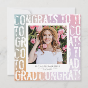 Invitación Moderna graduación de fotos verde azuladas en arco
