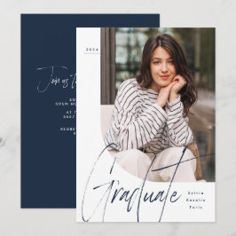 Invitación Moderna graduación de guionista, marina, una gradu