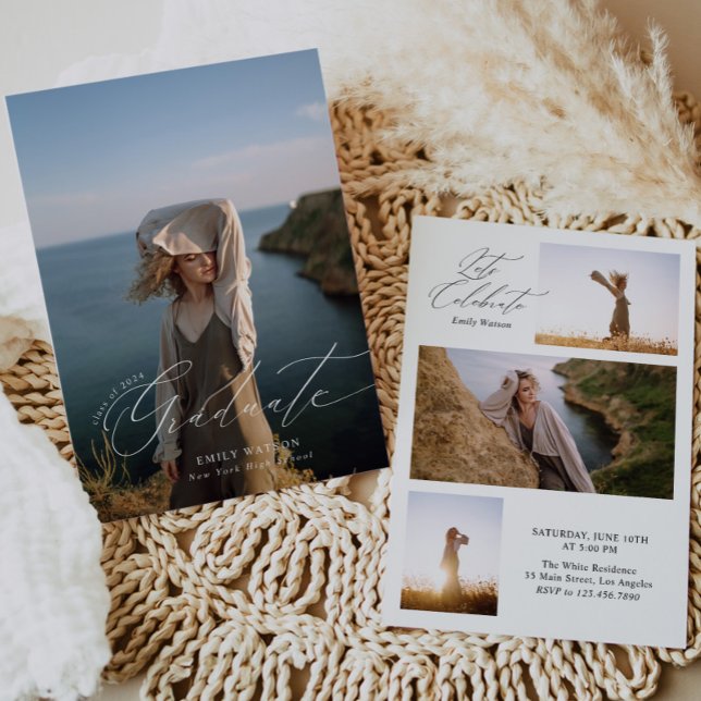 Invitación Moderna graduación Minimalista clásica de fotograf (Subido por el creador)