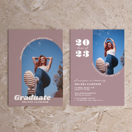 Invitación Moderna Graduación Retro Dusty Rosa Audaz De Arco