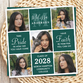 Invitación Moderna graduación verde esmeralda de 5 Collages d