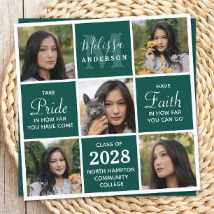 Invitación Moderna graduación verde esmeralda de 5 Collages d