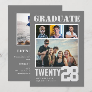 Invitación Moderna Gran Negrita Guión Trendy 5 Graduación de
