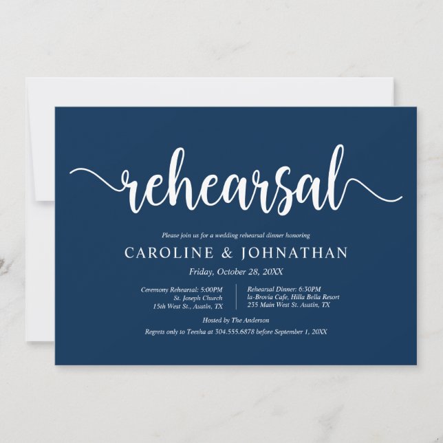 Invitación Moderna granja rústica, ensayo Boda y cena (Anverso)