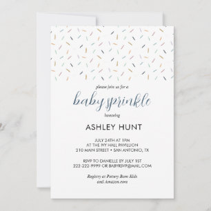 Invitación moderna gris azul para baby sprinkle de