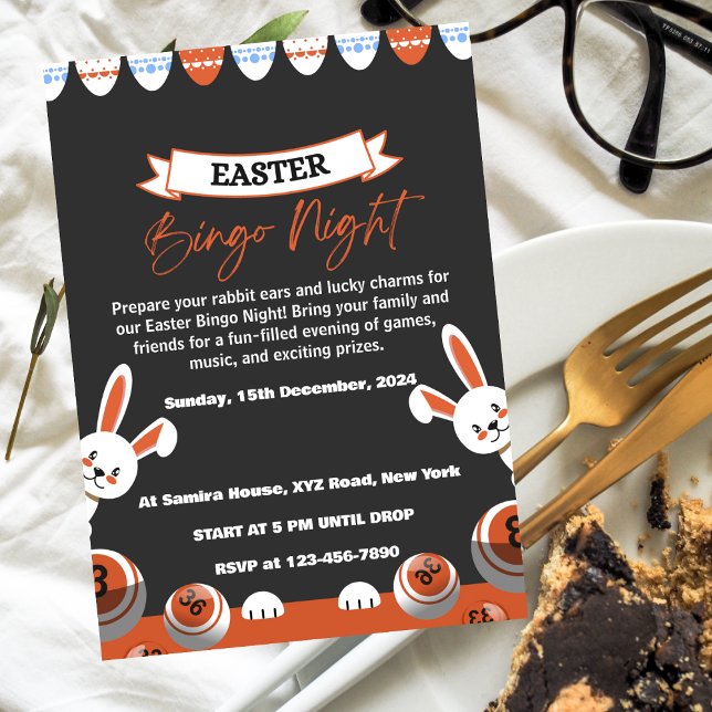 Invitación moderna gris y naranja para noche de bi (Subido por el creador)