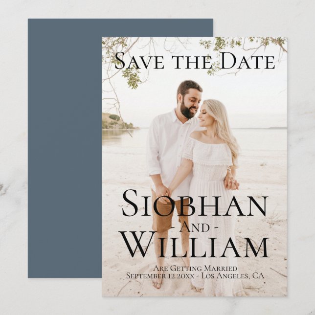 Invitación Moderna Guardar La Foto Personalizada De La Fecha (Anverso / Reverso)