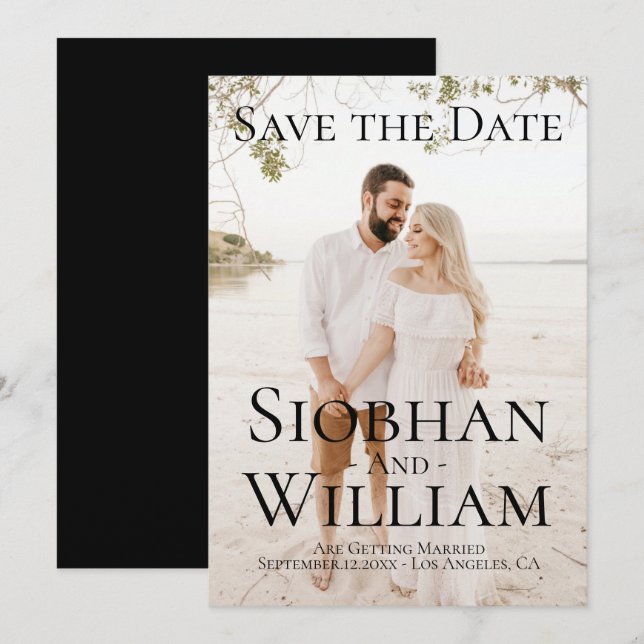 Invitación Moderna Guardar La Foto Personalizada De La Fecha (Anverso / Reverso)