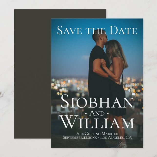 Invitación Moderna Guardar La Foto Personalizada De La Fecha (Anverso / Reverso)