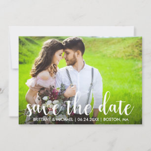 Invitación Moderna Guardar La Pareja De Fecha Compromiso Foto