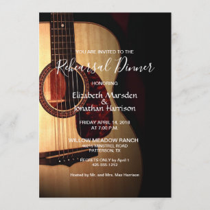 Invitación Moderna guitarra Evento musical ensayo Cena