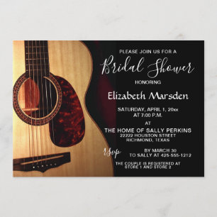 Invitación Moderna guitarra Musical Mano Letter Bridal Shower