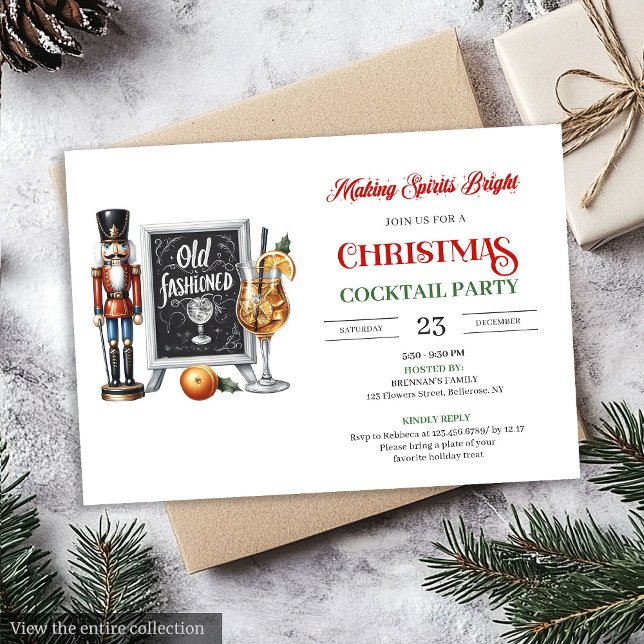 Invitación moderna imprimible para fiesta de cócte (Modern printable Christmas cocktails party invitation

)