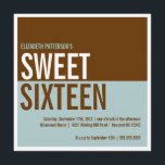 Invitación moderna intrépida del dulce dieciséis<br><div class="desc">Bloques intrépidos de color,  éste en trullo de moda y marrón - es un diseño contemporáneo para un chica contemporáneo.  Disponible en una variedad de colores populares,  o éntreme en contacto con y me placeré crear su esquema de color de encargo.</div>
