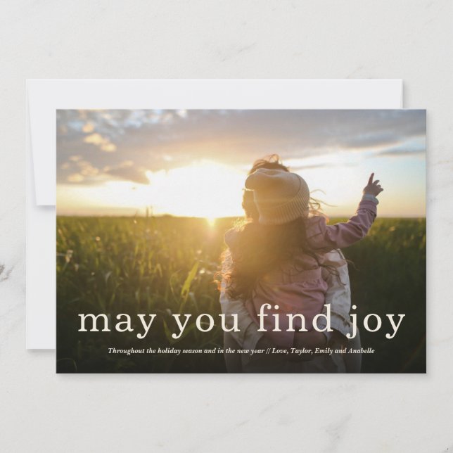 Invitación Moderna Joy Simple // Holiday Full Photo Card (Anverso)