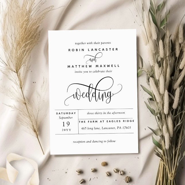 Invitación Moderna Kraft rústica, elegante Boda de escritura  (Subido por el creador)