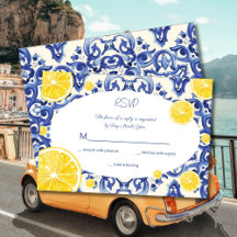 Invitación moderna La Dolce vita Limón RSVP