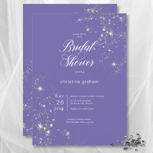 Invitación Moderna Lavanda Glam Blanco Diamantes Ducha Bridal