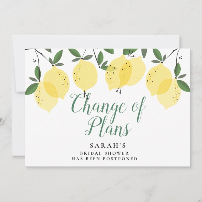 Invitación Moderna Lemons Bridal Shower Change of Planes (Anverso)