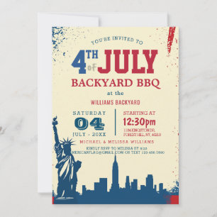 Invitación Moderna libertad de barbacoa en el patio trasero d