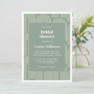Invitación Moderna línea de arca Art Sage Green Bridal Shower