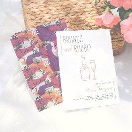 Invitación Moderna línea de dibujo oro Champán Brunch & Bubbl