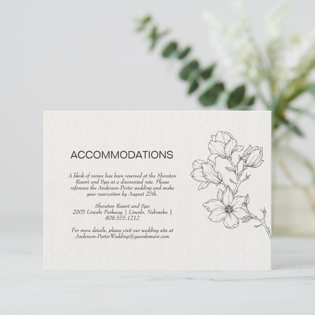 Invitación Moderna línea floral Art Ivory Boda (Anverso de pie)
