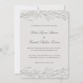 Invitación Moderna Línea Gris Arte Boda Elegante