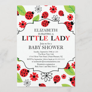 Invitación Moderna Little Lady Red Ladybug Baby Shower