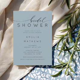 Invitación Moderna lluvia de boda azul polvoriento