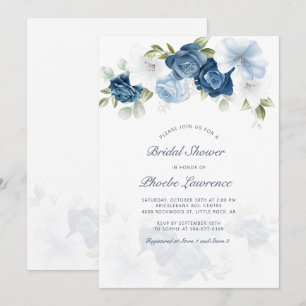 Invitación Moderna lluvia de flores azules para despedida de 