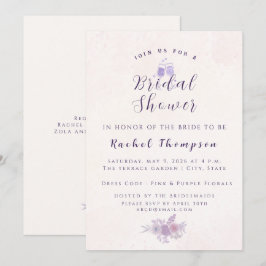 Invitación Moderna lluvia de flores de amatista para despedid