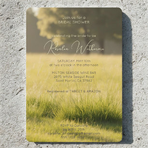 Invitación moderna lluvia de novia de prado verde foto