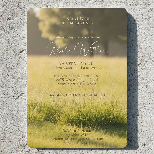 Invitación moderna lluvia de novia de prado verde foto (Subido por el creador)