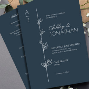 Invitación Moderna Marina Boda del divisor botánico todo en u