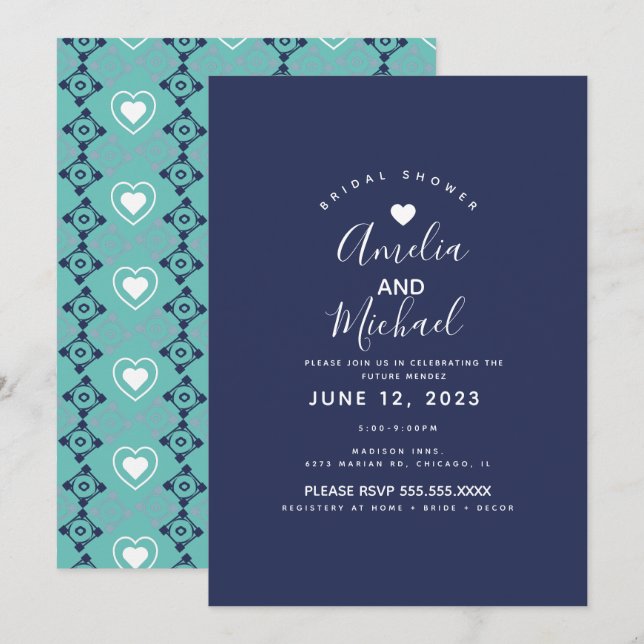 Invitación Moderna Marina Romántica de Nieves Mediterránea (Anverso / Reverso)