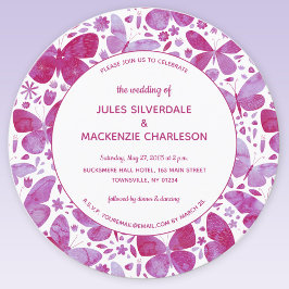 Invitación Moderna mariposa acuarela Magenta Boda rosa