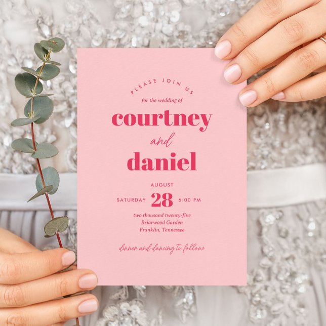 Invitación Moderna mezcla de moda rosada Boda (Subido por el creador)