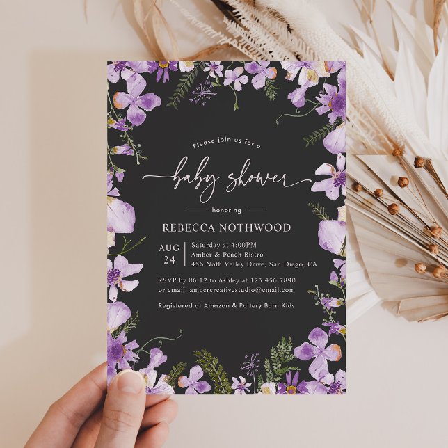 Invitación moderna mínima de Baby Shower con flore (Subido por el creador)