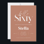 Invitación Moderna mínima terracota simple cumpleaños 60<br><div class="desc">Moderna tipografía minimalista simple foto terracota y blanca invitación de cumpleaños 60. Parte de una colección contemporánea.</div>