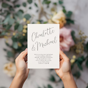 Invitación Moderna, mínima, tipográfica, Boda