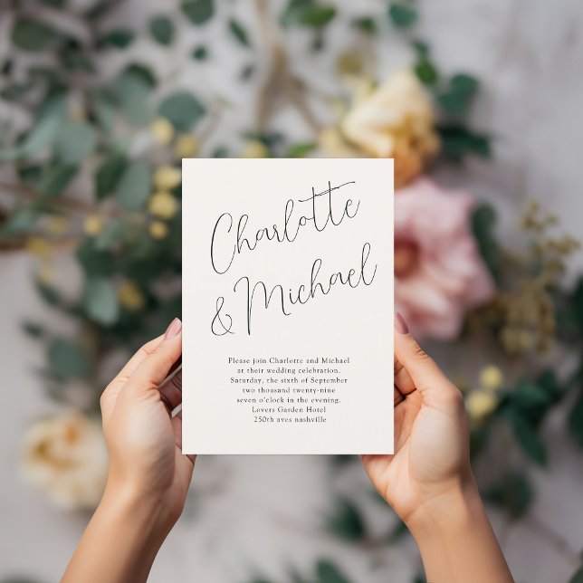 Invitación Moderna, mínima, tipográfica, Boda (Modern, Minimal, Typography, Wedding Invitation.)