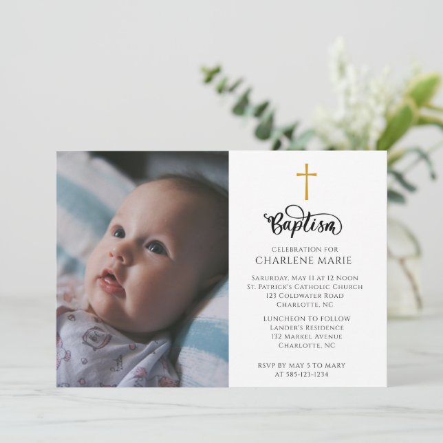 Invitación moderna minimalista a Baby Shower (Anverso de pie)