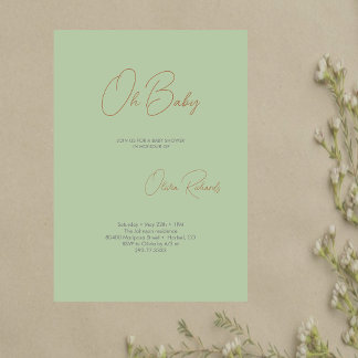 Invitación moderna Minimalista a Baby Shower Oh be