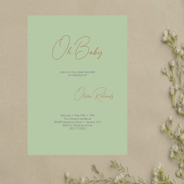 Invitación moderna Minimalista a Baby Shower Oh be (Subido por el creador)