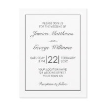 Invitación moderna Minimalista a la boda negra bla