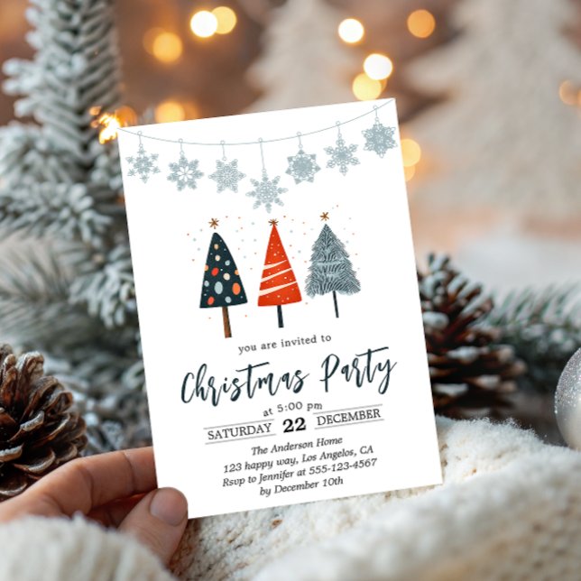 Invitación moderna minimalista de Navidad con árbo (Subido por el creador)